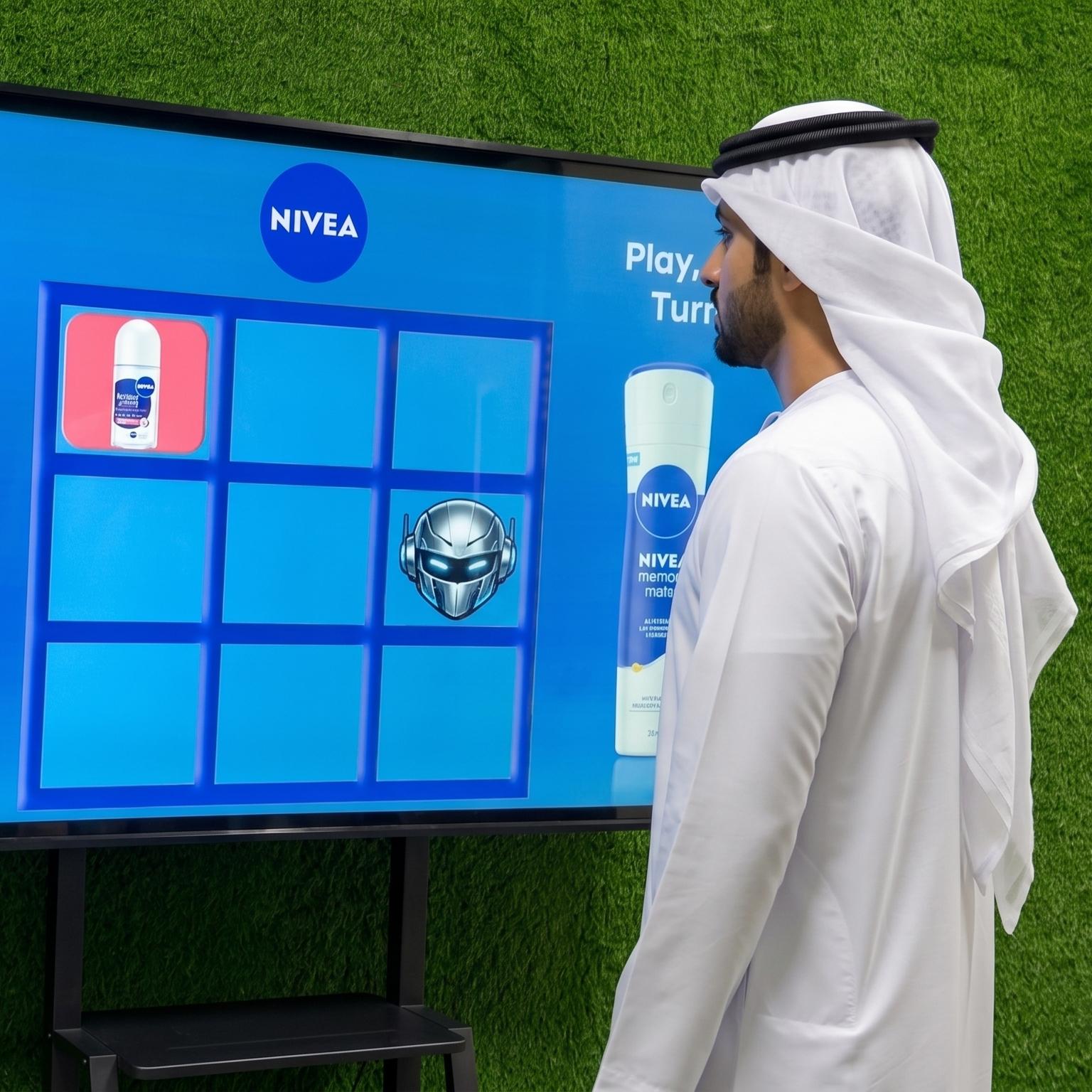 Interactive AI Tic-Tac-Toe game display for event brand activation in Dubai